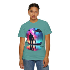 Bigfoot & Alien Nightscape T-Shirt — Sasquatch UFO Graphic Tee