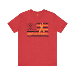 Limb Loss Awareness Flag - Unisex Short Sleeve Tee,Amputee Awareness,Gift For Him,Gift For Her,Unique Amputee Gift,Awareness Ribbon