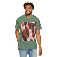 Cute Cat Print Unisex Garment-Dyed T-Shirt - Comfort Colors Soft Perfect for Animal Lovers and Casual Days