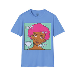 HOT Pink Cotton Candy Haired Pop Art Lady Unisex Softstyle T-Shirt