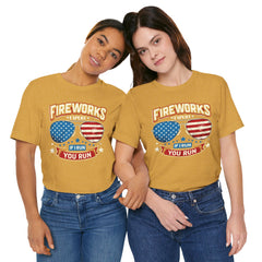 Fireworks Expert, If I Run You Run, Sunglasses  Graphic, Unisex Jersey Short Sleeve Tee
