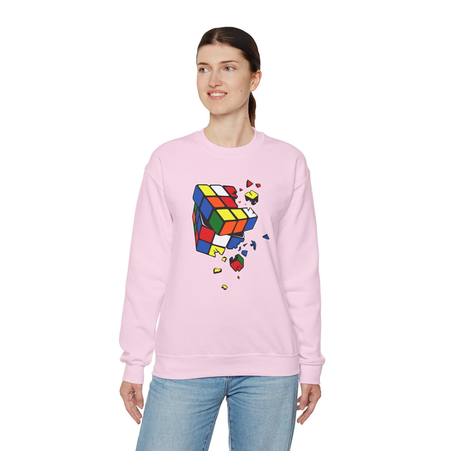 Cracked Rubik's Cube Unisex Heavy Blend™ Crewneck Sweatshirt