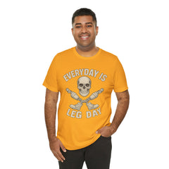 Fitness Tee | Leg Amputee Funny Skull, Everyday Leg Day Gym Shirt, Workout Top