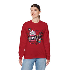 Woman's All You Need Is Love And Coffee Valentine -  Unisex Heavy Blend™ Crewneck Sweatshirt
