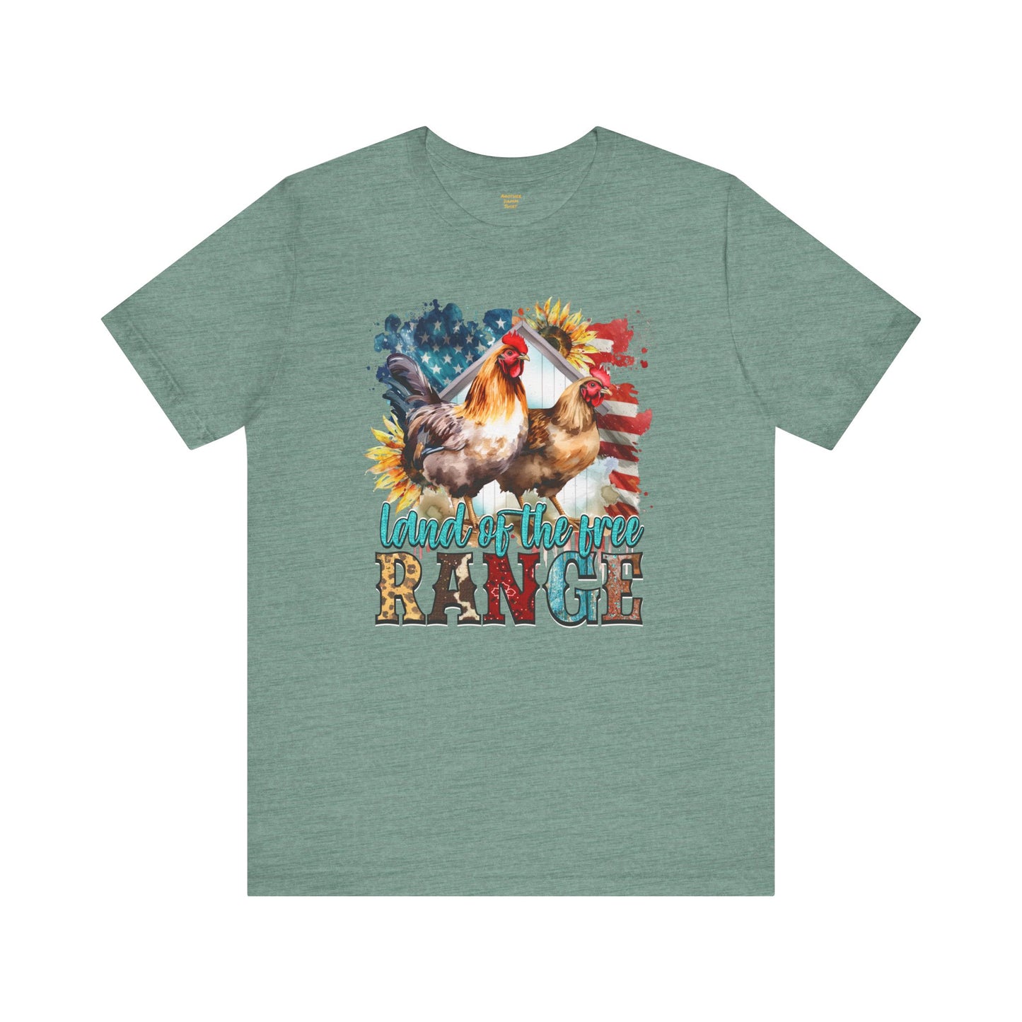 Land Of The Free RANGE Chicken Graphic, Unisex Jersey Short Sleeve Tee