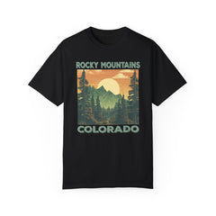 Rocky Mountains Colorado Graphic, Comfort Colors Soft Relaxed Fit Unisex Garment-Dyed T-shirt