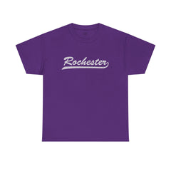 Rochester Unisex Heavy Cotton Tee - Retro Dunder Mifflin Design for Nostalgic Fans