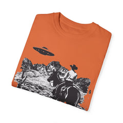 UFO Meets Cowboy Unisex Garment Shirt -Dyed  T Shirt