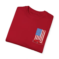 Patriotic Car Graphic Unisex T-Shirt - Vintage American Flag Design