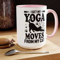 Funny Cat Graphic Mug, I Get My Yoga Moves From My Cat, Feline Mug, Pet Lover, Yoga Lover Mug, Cat Lover Mug, Gift for her, Workout Mug, Gift for Mom