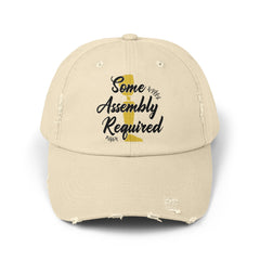 Funny Leg Amputee cap, Some Assembly Required, Limb Loss Awareness cap, distressed unisex hat, amputee gift, recovery encouragement gift