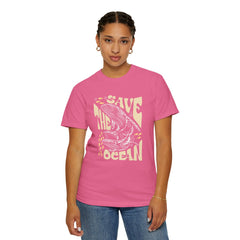Whales, Save The Ocean -  Graphic Unisex Garment-Dyed T-shirt