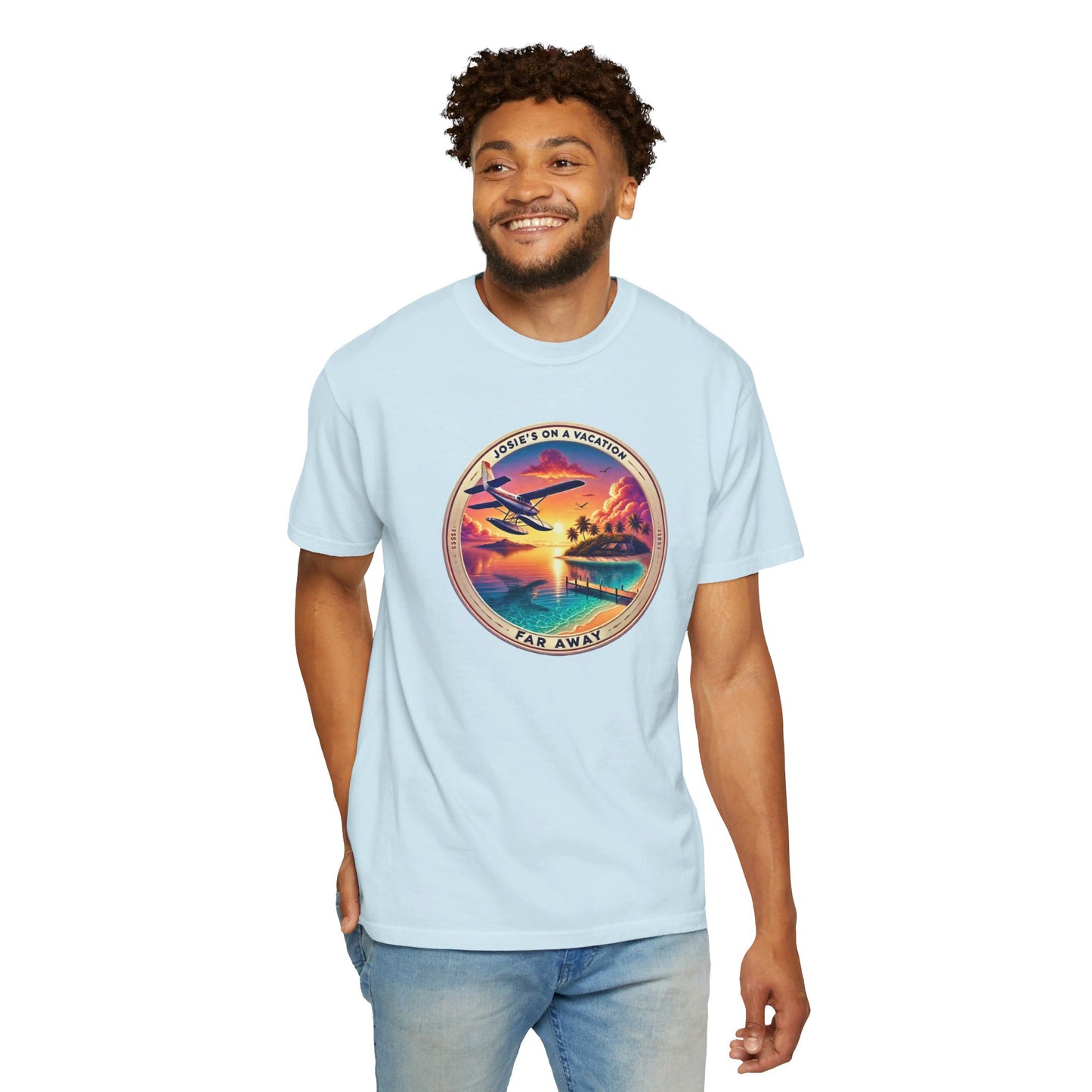 Josies On A Vacation Far Away Graphic Unisex Garment-Dyed T-shirt