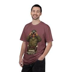 Graphic T-Shirt — Vintage WWII General George Patton Binoculars Design with "Rommel You Magnificent Bastard" Text