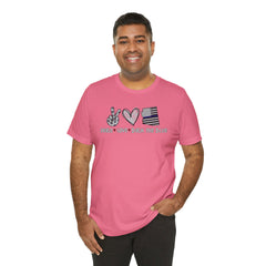 Peace Love Back The Blue in Alaska, Graphic Unisex Short Sleeve Tee