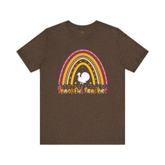 Thankful Teacher T‑Shirt – Retro Rainbow Turkey Teacher Appreciation Tee