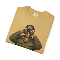 Graphic T-Shirt — Vintage WWII General George Patton Binoculars Design with "Rommel You Magnificent Bastard" Text