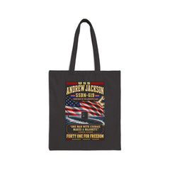 Tote Bag — USS Andrew Jackson SSBN-619 Patriotic Submarine Canvas Tote ("One Man With Courage Makes A Majority")