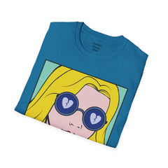 NO WORRIES Glass Wearing Pop Art Blonde Girl Unisex Softstyle T Shirt