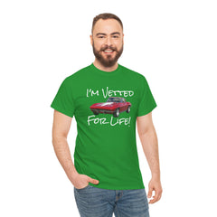 Red Corvette Summer Unisex Tee - I'm Vetted For Life Front and Back Image T Shirt