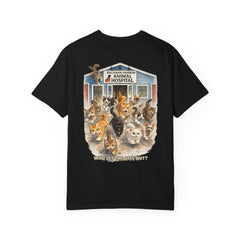 Back Graphic "Who Let the Cats Out?" Baldwin Harbor Animal Hospital Cute Vet Clinic T Shirt