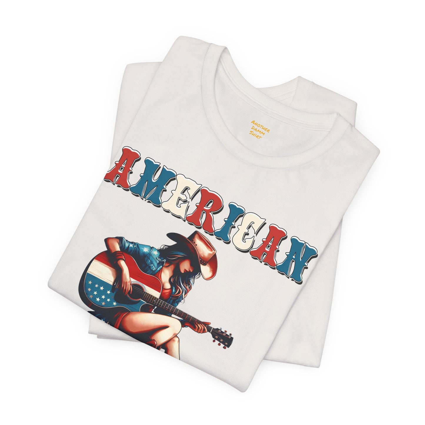 American Cowgirl, Playing Guitar Graphic, Unisex Jersey Short Sleeve Tee