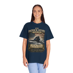 USS Patrick Henry SSBN 599 Submarine T-Shirt with a quote from its namesake