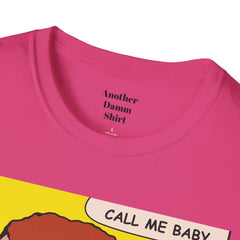 Call Me Baby Unisex Softstyle T-Shirt  Pop Art Bearded Guy with a pacifier and a bow tie