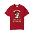 Certified Shenanigans Specialist T-Shirt | Funny Unisex Tee, Casual Wear, Gift for Raccoon Lovers, Cute Animal Shirt, Quirky Apparel