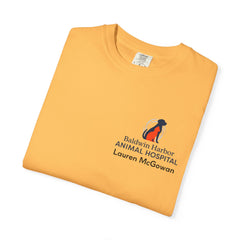 Lauren McGowan Front Logo Back Graphic Baldwin Harbor Animal Hospital "Who Let the Dogs Out?" Tee