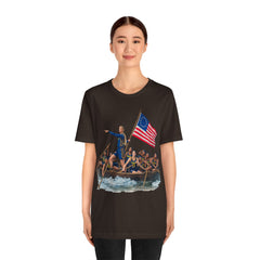 Historical Fever Patriot T‑Shirt — Revolutionary Flag Rowboat Design