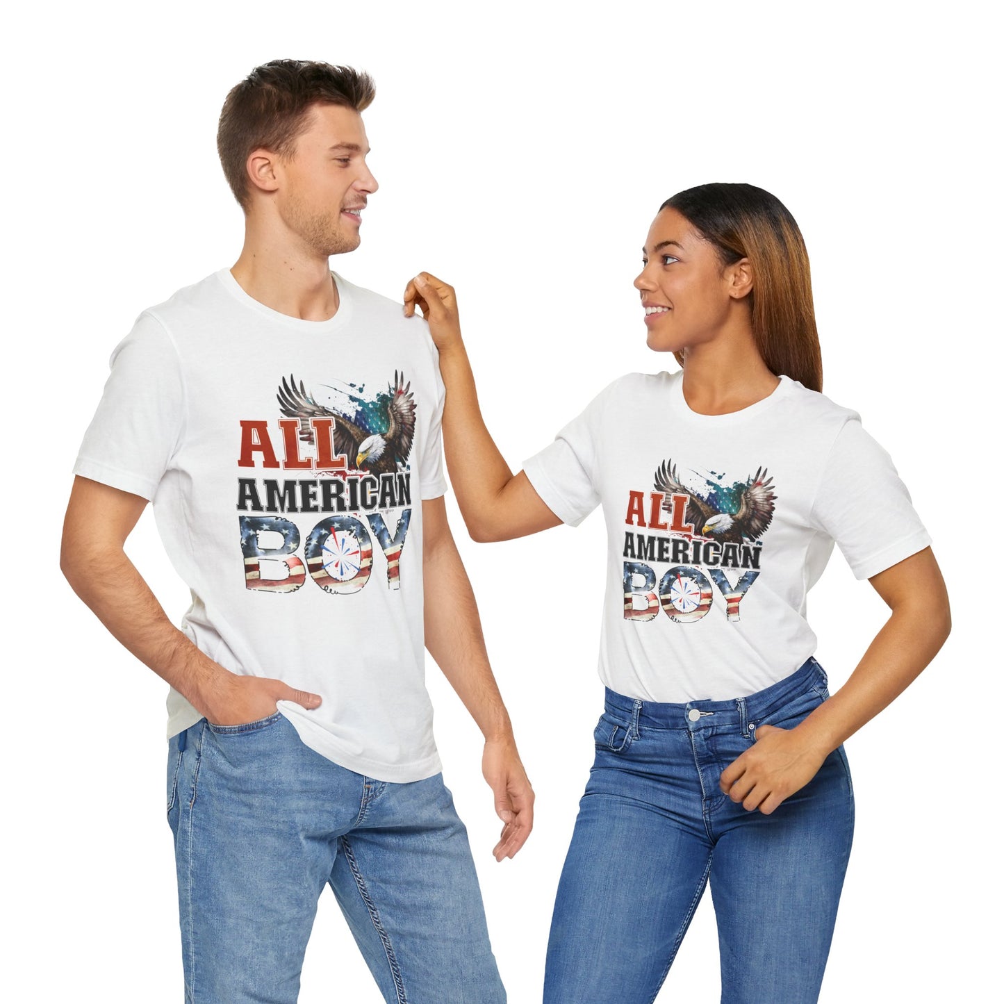 All American Boy With Eagle Graphic, Unisex Jersey Short Sleeve Tee