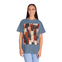 Cute Cat Print Unisex Garment-Dyed T-Shirt - Comfort Colors Soft Perfect for Animal Lovers and Casual Days