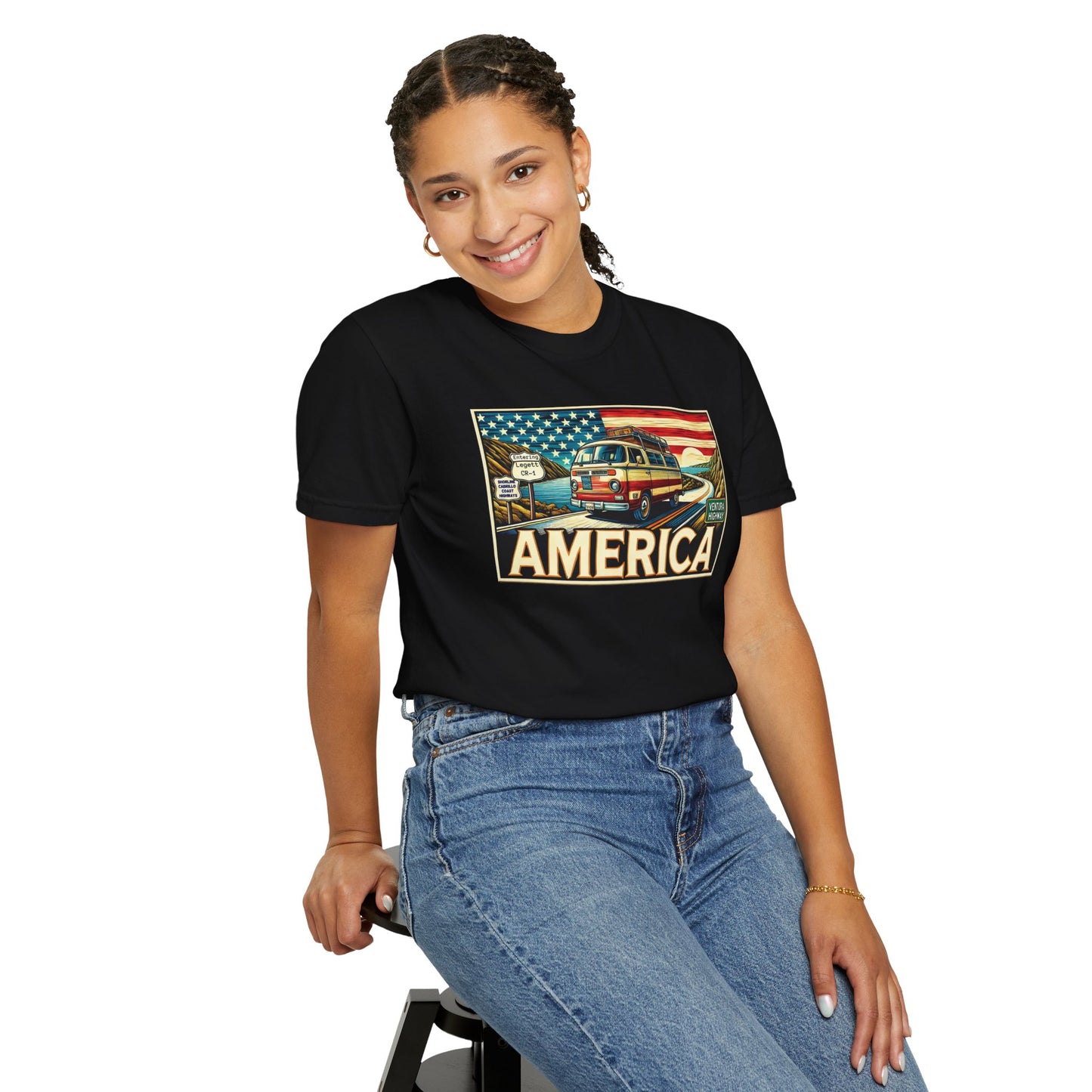 Ventura Highway Driving America Graphic Comfort Colors Unisex Garment Dyed T-shirt