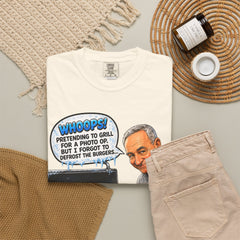 Grill Master Grandpa Funny BBQ T-Shirt — "Whoops! Pretending to Grill for a Photo" Graphic Tee