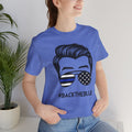 BACK THE BLUE Dad with Glasses, Graphic Unisex Short Sleeve Tee