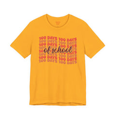 100 Days of School - Unisex Short Sleeve Tee | Elementary School Holiday, Teacher Apparel, Kids Motivation, Days Checked Off