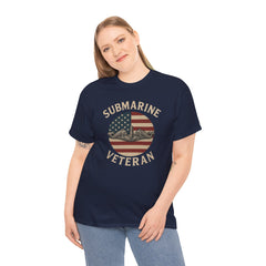 Submarine Veteran American Flag Tee | Unisex Heavy Cotton T-Shirt, Military Apparel, Veteran Gift, Patriotic Top, Casual Wear