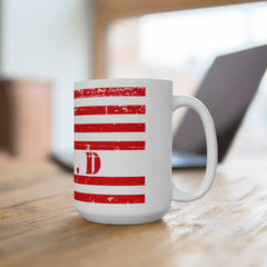 Patriotic Red Friday Flag Ceramic Mug – Distressed American Flag Coffee Cup (11oz & 15oz)
