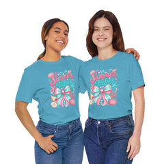 Summer Vibes Tee — Pastel Seashell Bow Beach T-Shirt
