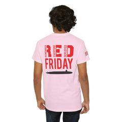 SUBMARINER RED Friday T Shirt with Fouled Anchor, American Flag, FBM / Boomer Silhouette. Remember Everyone Deployed, Dolphins
