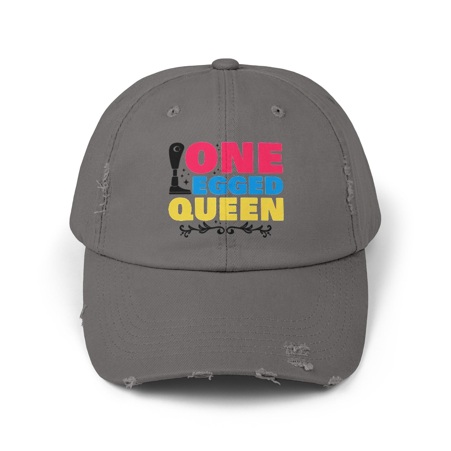 Funny Amputee cap, One Legged Queen, Limb Loss Awareness cap, distressed unisex hat, gift for her, amputee gift, recovery encouragement gift