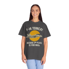 F-14 Tomcat T-Shirt — "Because 2nd Place Is For MiGs" Military Pilot Tee
