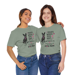 Personalized Your Dog and its name Mother's Day T-Shirt — 'Treats. Walks. Toys. Naps.
