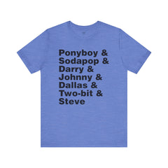 The Outsiders Shirt, Greasers Characters Shirt, Unisex Jersey Short Sleeve Tee