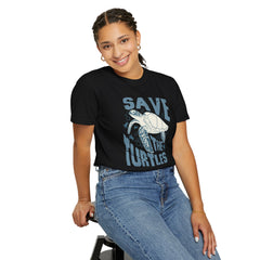 Sea Turtles, Save The Turtles -  Graphic Unisex Garment-Dyed T-shirt