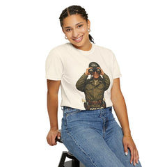 Graphic T-Shirt — Vintage WWII General George Patton Binoculars Design with "Rommel You Magnificent Bastard" Text