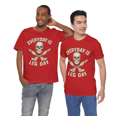 Fitness Tee | Leg Amputee Funny Skull, Everyday Leg Day Gym Shirt, Workout Top