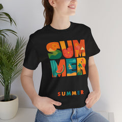 Summer Graphic Tee — Colorful Tropical "SUMMER" Typography T-Shirt