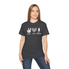 PEACE LOVE AMPUTEE - Unisex Ultra Cotton Tee | Amputee, Leg Amputee, Limb Awareness, Prosthetic, Motivational Tee,